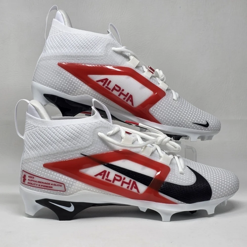 Nike Alpha Menace 4 Elite Football Cleats White Black FZ7701-100 Men Size 11 New